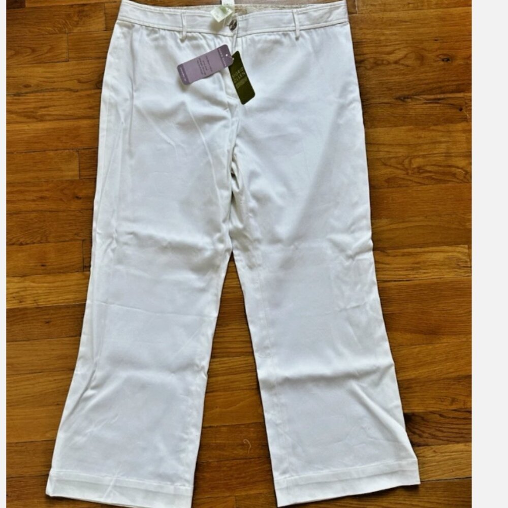 Sigrid Olsen Shell Beach White Innovator Straight Leg Pants Low Rise Size 8